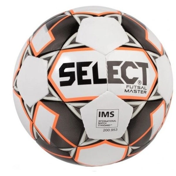 Select Futsal Master iekštelpu futbola bumba, izmērs 4, krāsa balta-oranža-melna