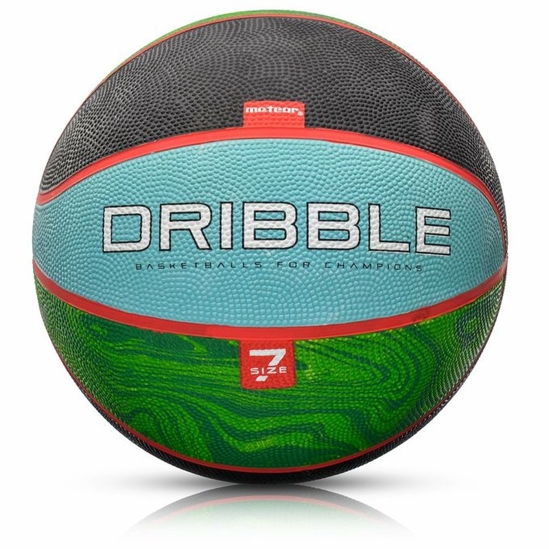 Meteor Dribble basketbola bumba, 7. izmērs, melnā-zaļā-zilā krāsā