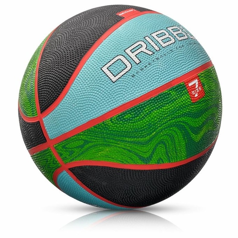 Meteor Dribble basketbola bumba, 7. izmērs, melnā-zaļā-zilā krāsā