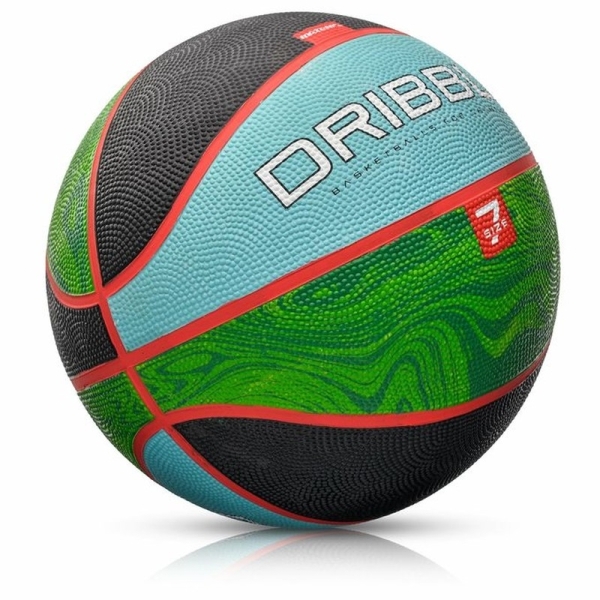 Meteor Dribble basketbola bumba, 7. izmērs, melnā-zaļā-zilā krāsā