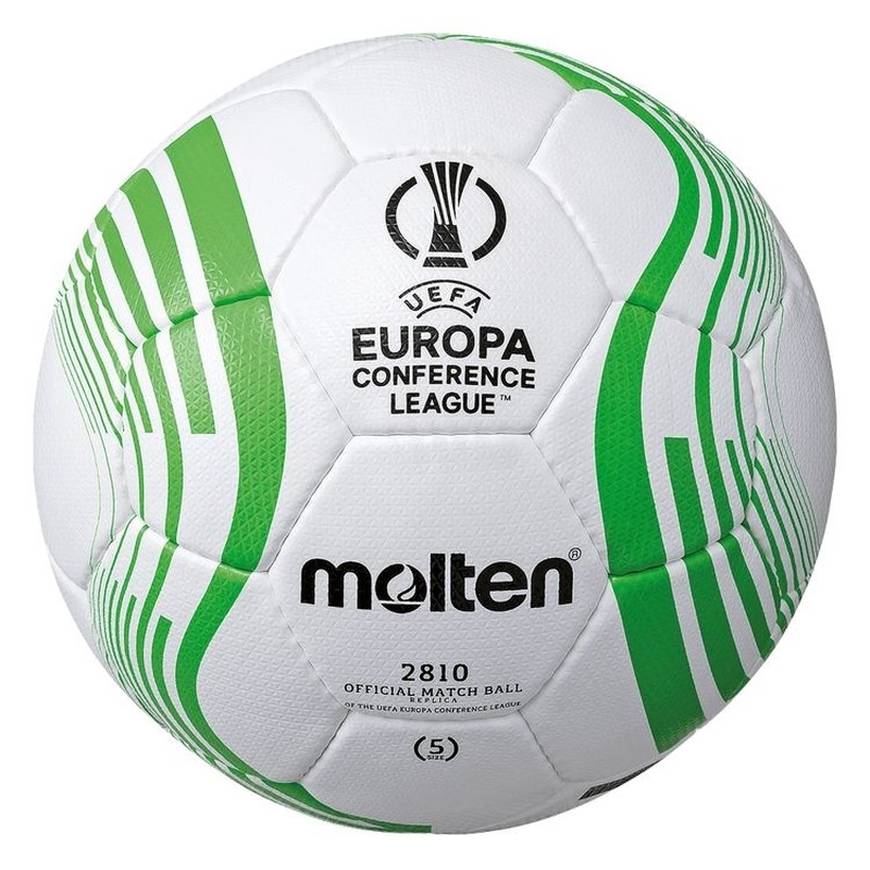 Molten UEFA Conference League 2810 futbola bumba, 5. izmērs, baltā un zaļā krāsā
