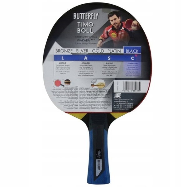 Butterfly galda tenisa raķete Timo Boll Black Butterfly galda tenisa raķete Timo Boll Black