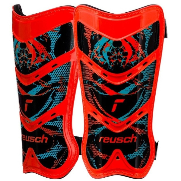 Reusch Shinguard Attakt Lite futbola aizsargs, izmērs S, sarkanā-melnā-zilā krāsā Reusch Shinguard Attakt Lite futbola aizsargs, izmērs S, sarkanā-melnā-zilā krāsā