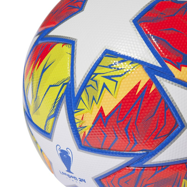 Adidas Finale Londonas līgas futbola bumba, 5. izmērs, dzelteni-sarkani-zilā krāsa