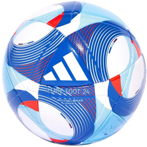 Adidas Olympics 24 League futbola bumba, 5. izmērs, zilā, baltā un sarkanā krāsā Adidas Olympics 24 League futbola bumba, 5. izmērs, zilā, baltā un sarkanā krāsā