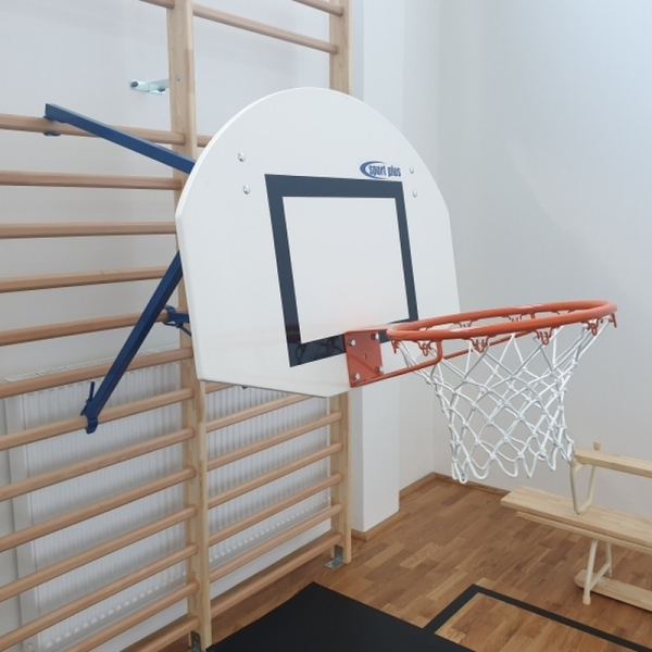 Basketbola komplekts ar MiniStreetBall 90 x 70 cm aizmugurējo bortu, kas piestiprināts pie vingrošanas kāpnēm