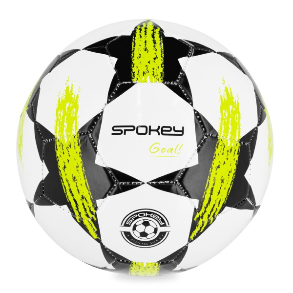 Spokey Goal futbola bumba, 5. izmērs, balta-melnā-dzeltena krāsa Spokey Goal futbola bumba, 5. izmērs, balta-melnā-dzeltena krāsa
