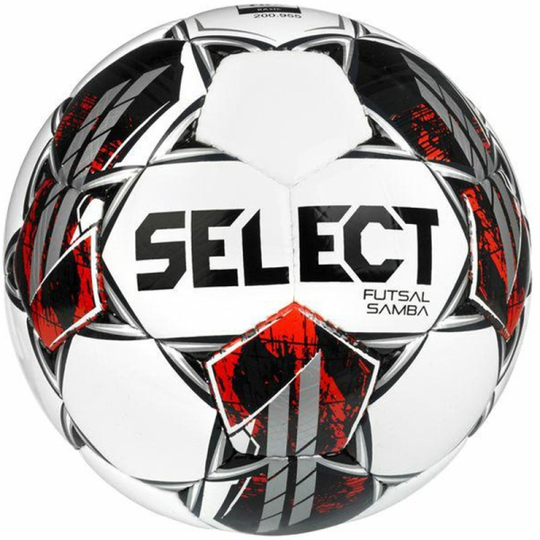 Select Futsal Samba FIFA Basic v22 futbola bumbas, izmērs 4, krāsa balta-sudrabaini-sarkana-melna Select Futsal Samba FIFA Basic v22 futbola bumbas, izmērs 4, krāsa balta-sudrabaini-sarkana-melna