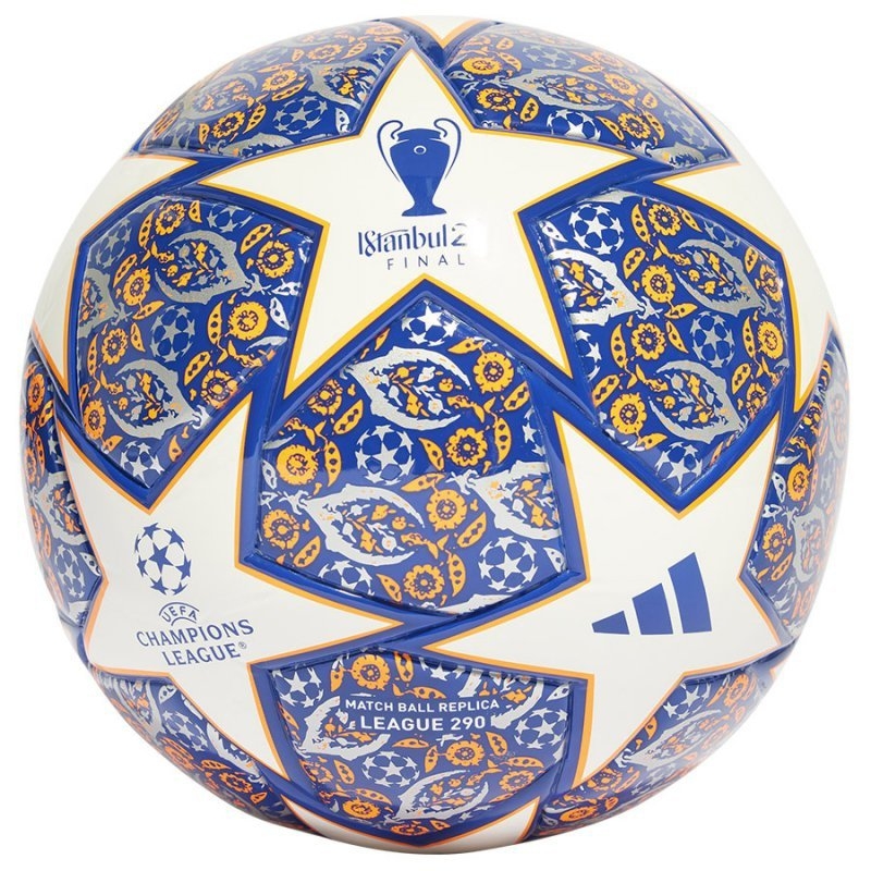Adidas Finale League J290 futbola bumbas, 4. izmērs, balti oranžā un tumši zilā krāsā
