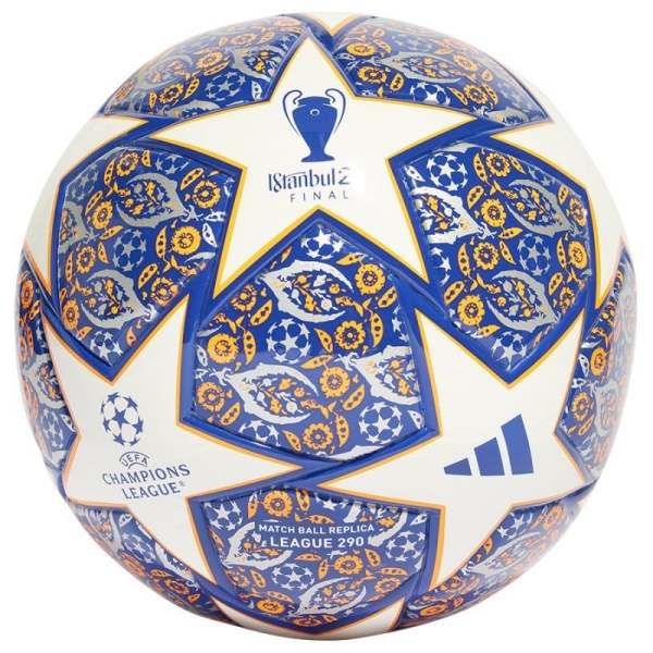 Adidas Finale League J290 futbola bumbas, 4. izmērs, balti oranžā un tumši zilā krāsā