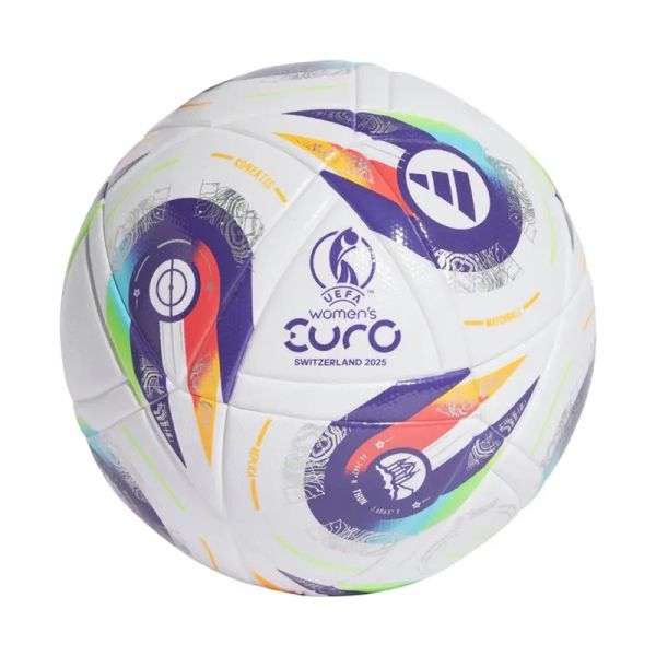 Adidas Euro 25 Switzerland League Sieviešu futbola bumbas, izmērs 5, krāsa balta-violeti-sarkanā-dzeltena Adidas Euro 25 Switzerland League Sieviešu futbola bumbas, izmērs 5, krāsa balta-violeti-sarkanā-dzeltena