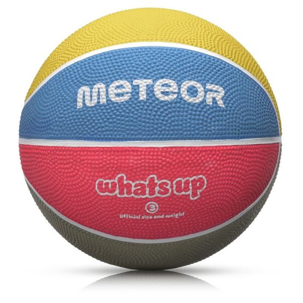 Meteor Whats Up basketbola bumba, izmērs 3, krāsa violeta-rozā-zaļa-marmīnsarkana Meteor Whats Up basketbola bumba, izmērs 3, krāsa violeta-rozā-zaļa-marmīnsarkana