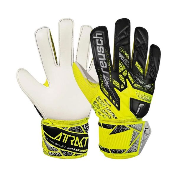 Reusch Attrakt Solid Junior vārtsarga cimdi, selektīvā melnā krāsā Reusch Attrakt Solid Junior vārtsarga cimdi, selektīvā melnā krāsā