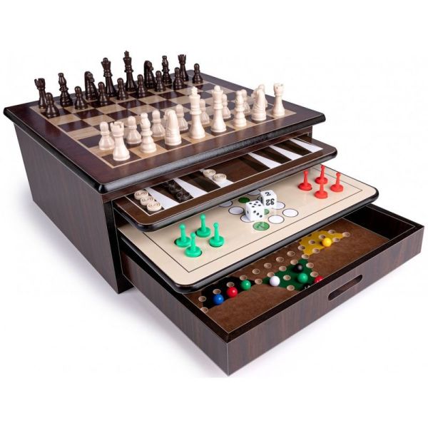 Spēļu kaste Deluxe 10in1 koka spēļu komplekts, 26681 Spēļu kaste Deluxe 10in1 koka spēļu komplekts, 26681