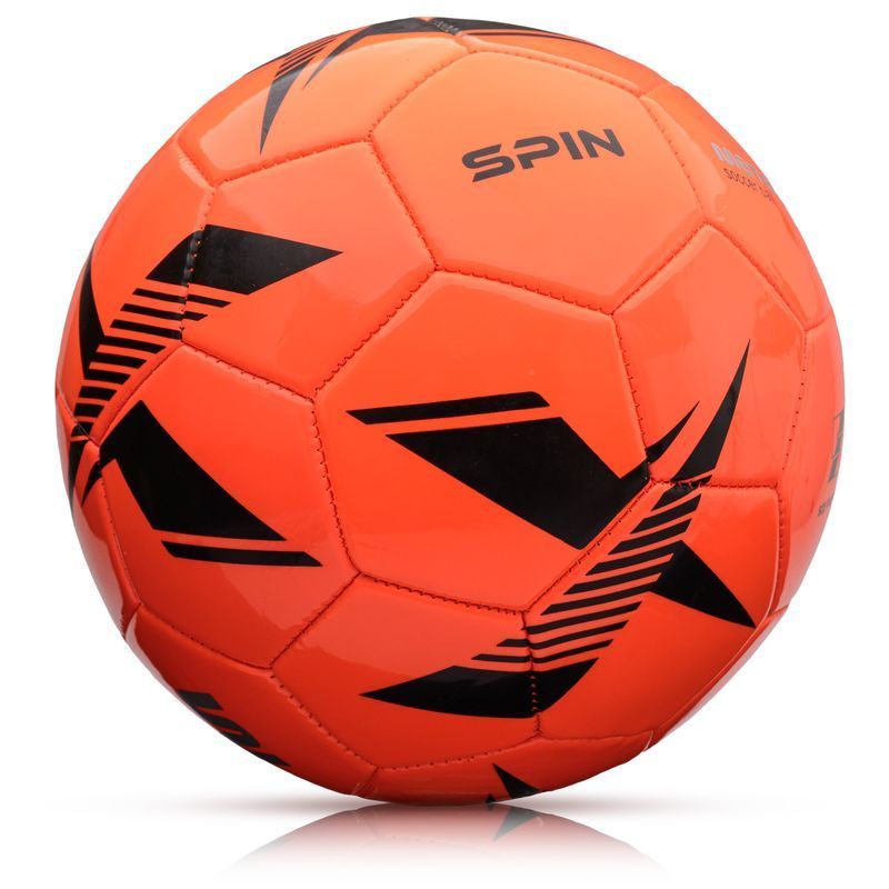 Meteor Spin futbola bumba, 5. izmērs, melnā un oranžā krāsā