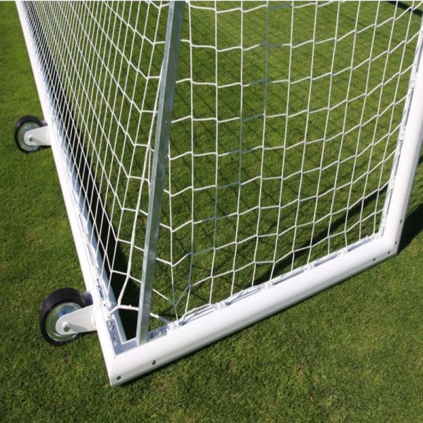 Futbola vārti 7,32 x 2,44 m, pārvietojami ar riteņiem, alumīnija, ovāls profils 120 x 100 mm, dziļums 80/200 cm