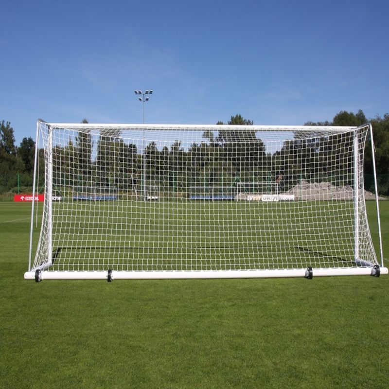 Futbola vārti 7,32 x 2,44 m, pārvietojami ar riteņiem, alumīnija, ovāls profils 120 x 100 mm, dziļums 80/200 cm
