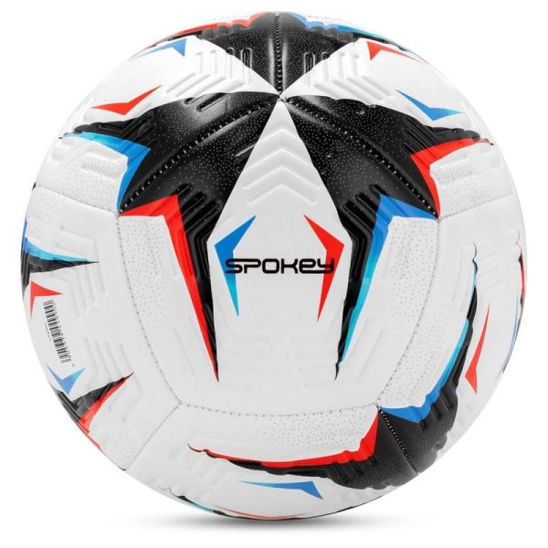 Spokey Flick futbola bumba, 5. izmērs, krāsa balta-melna-zilā-sarkana Spokey Flick futbola bumba, 5. izmērs, krāsa balta-melna-zilā-sarkana