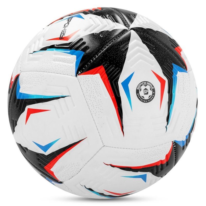 Spokey Flick futbola bumba, 5. izmērs, krāsa balta-melna-zilā-sarkana